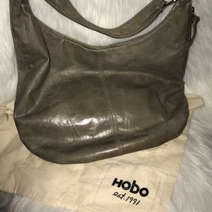 HOBO Grey Leather Handbag with Dustbag